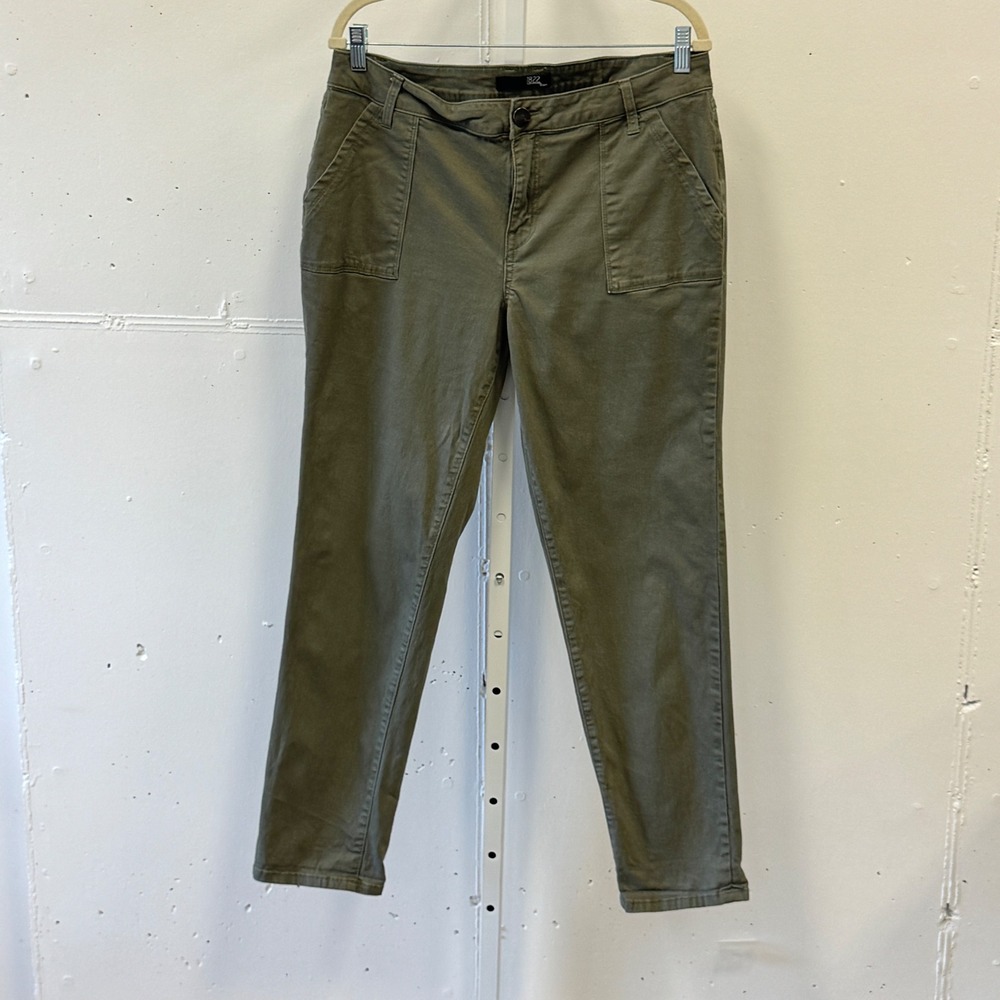 1822 Denim Utility Pants Olive Green Cargo Pockets CY8M1643A1 Womens Size 14